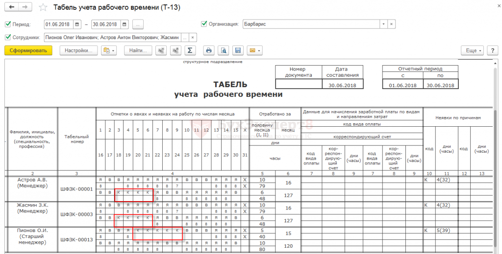 Табель командировка в выходной день образец