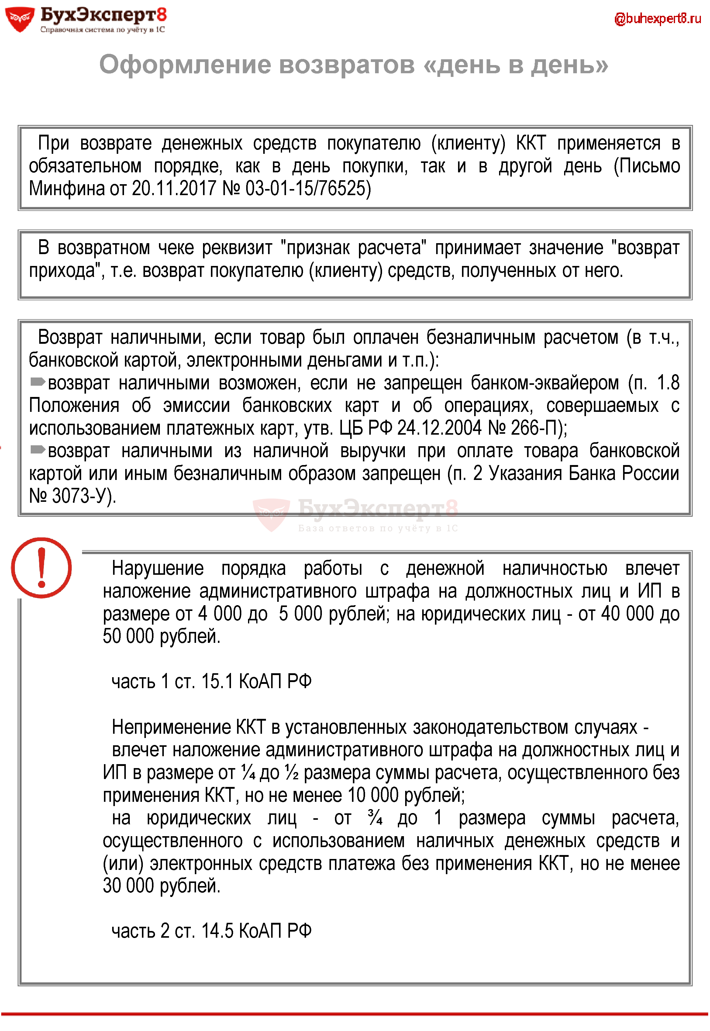 Покупатель переплатил за товар возврат наличных пробивать чек на