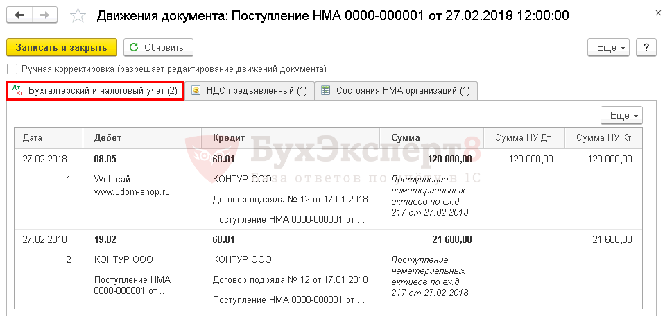 какую проводку сделать при принятии на учет объекта нематериальных активов