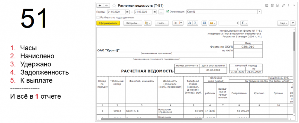 Ведомость т 51 образец